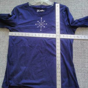 Navy blue long sleeve embellished tee shirt- NEVER WORN